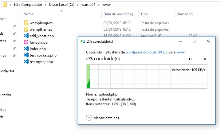 extrair o wordpress no wamp