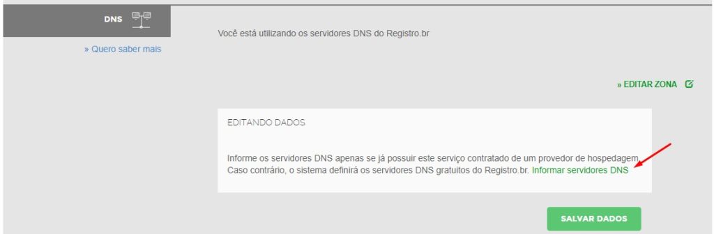 informar ns no registro.br