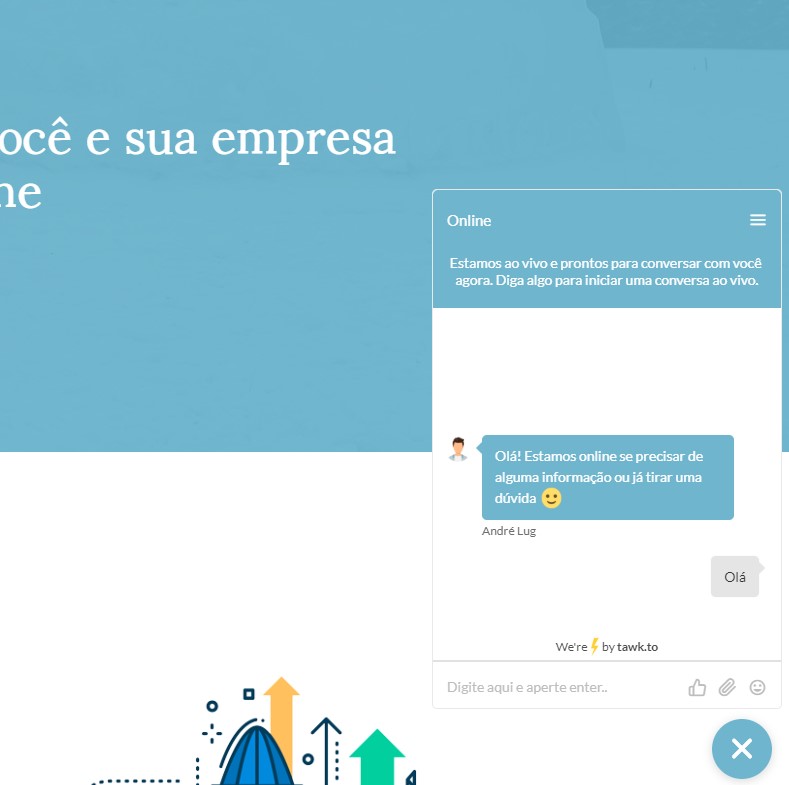 chat para site, resposta